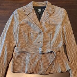 Women's Brown Micro Houndstooth Jacket